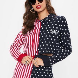 Missguided X Barbie American Flag Cropped Hoodie